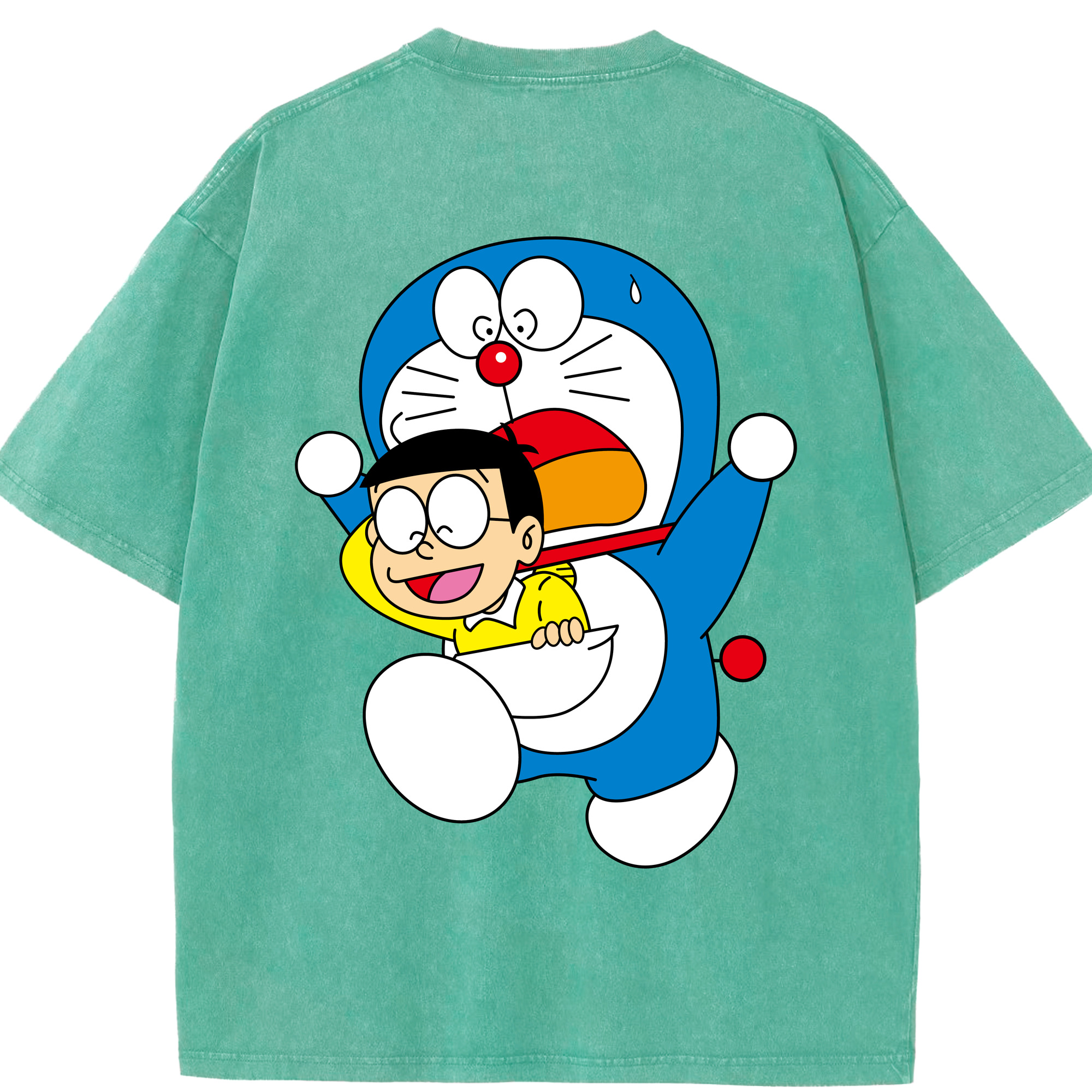 （画像用） ドラえもん Doraemon 綿100% ヴィンテージ風 半袖Tシャツ（背面プリント）